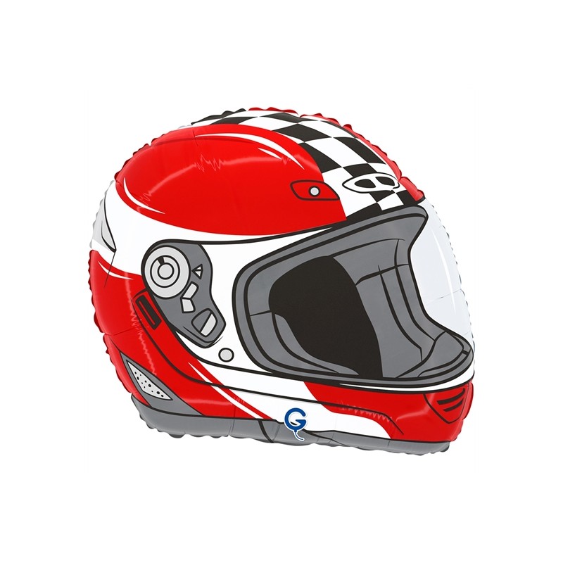 BALLON METALLIQUE CASQUE DE MOTO GP ROUGE 38 CM 