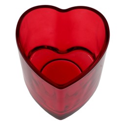PHOTOPHORE OU PORTE BOUGIE VERRE COEUR ROUGE 7.5 x 7.5 x 6.5 CM