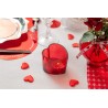 PHOTOPHORE OU PORTE BOUGIE VERRE COEUR ROUGE 7.5 x 7.5 x 6.5 CM
