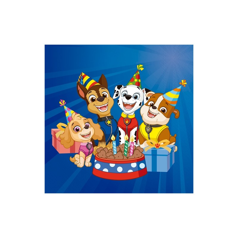 20 SERVIETTES EN PAPIER PAT PATROUILLE 33 X 33 CM