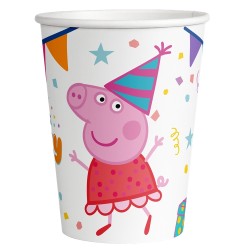 8 GOBELETS EN CARTON BIODEGRADABLE PEPPA PIG 270 ML
