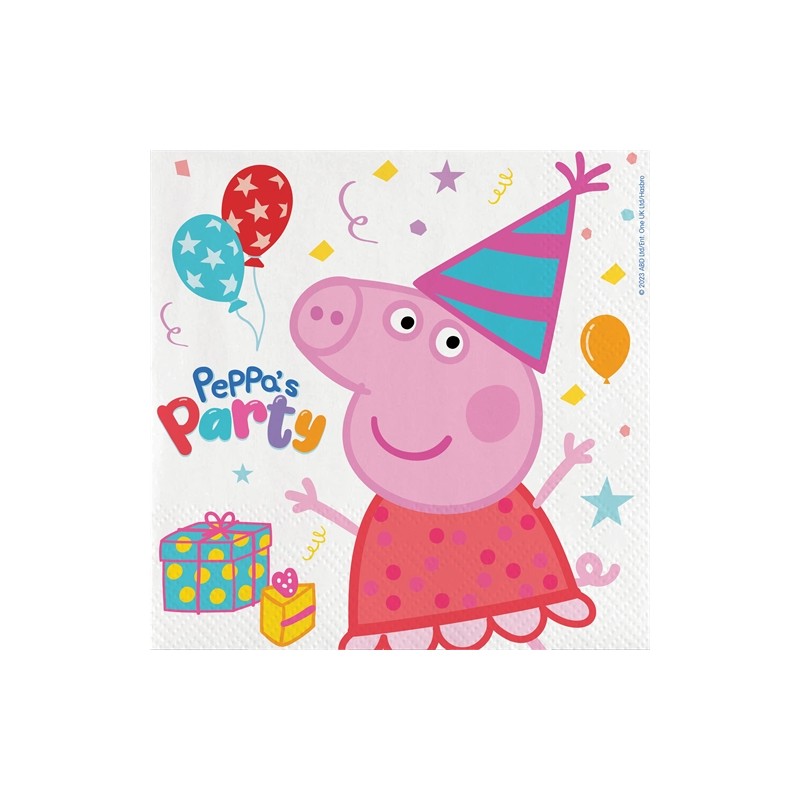20 SERVIETTES EN PAPIER PEPPA PIG 33 X 33 CM