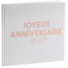 LIVRE D'OR JOYEUX ANNIVERSAIRE BLANC ET ROSE GOLD 24 X 24 CM