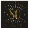10 SERVIETTES ETINCELANT METAL OR 80 ANS NOIR 33 X 33 CM