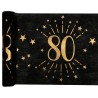 CHEMIN DE TABLE 80 ANS NOIR ET OR 30 CM X 5 M 
