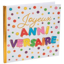 LIVRE D'OR JOYEUX ANNIVERSAIRE BALLONS MULTICOLORE 24 X 24 CM