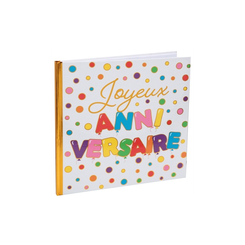 LIVRE D'OR JOYEUX ANNIVERSAIRE BALLONS MULTICOLORE 24 X 24 CM