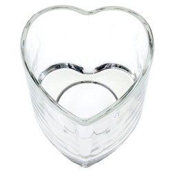 PHOTOPHORE OU PORTE BOUGIE VERRE COEUR TRANSPARENT 7.5 x 7.5 x 6.5 CM