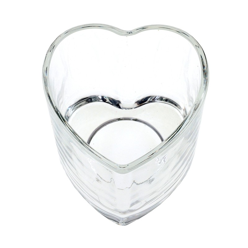 PHOTOPHORE OU PORTE BOUGIE VERRE COEUR TRANSPARENT 7.5 x 7.5 x 6.5 CM