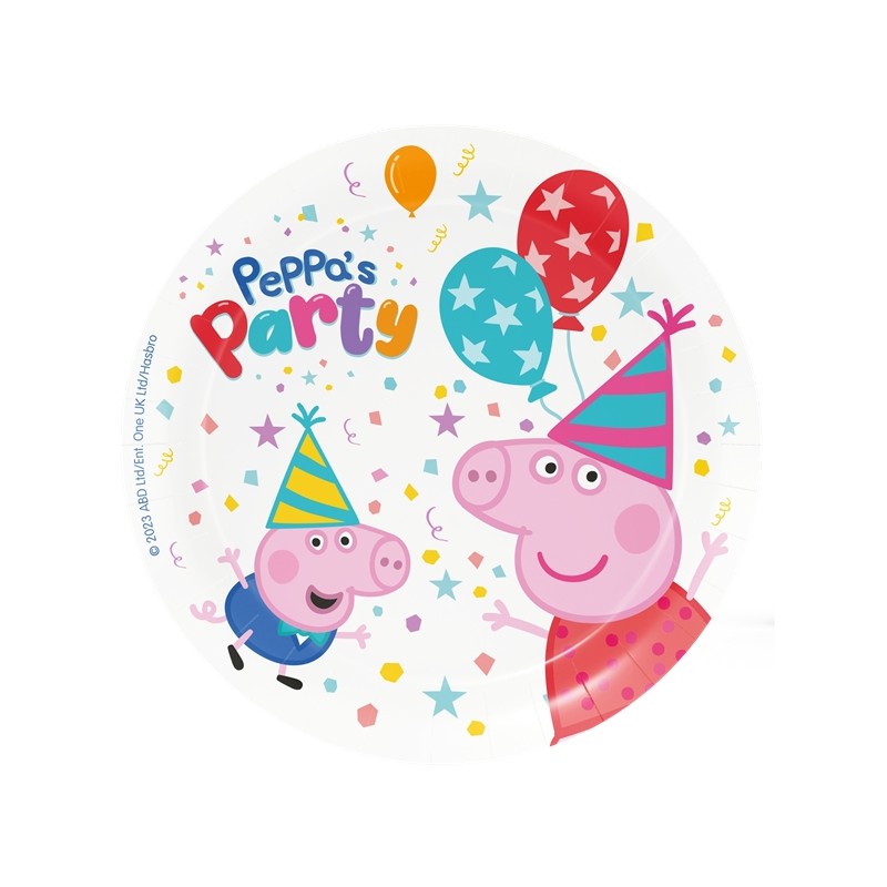 8 ASSIETTES EN CARTON BIODEGRADABLE PEPPA PIG 18 CM 