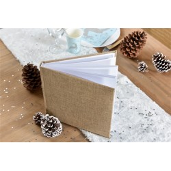 LIVRE D'OR TOILE DE JUTE COULEUR NATURELLE 24 X 24 CM