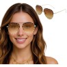LUNETTES FORME AVIATEUR VERRES FUMES MARRON AVEC RIVET OR
