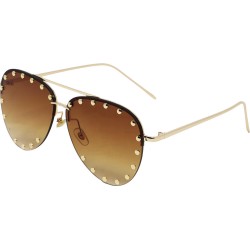 LUNETTES FORME AVIATEUR VERRES FUMES MARRON AVEC RIVET OR
