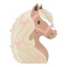 BALLON METALLIQUE TETE DE CHEVAL OU PONEY MARRON CLAIR BEIGE ET ROSE 58 CM