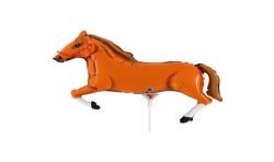 BALLON METALLIQUE CHEVAL MARRON CLAIR 37 CM A COLLER