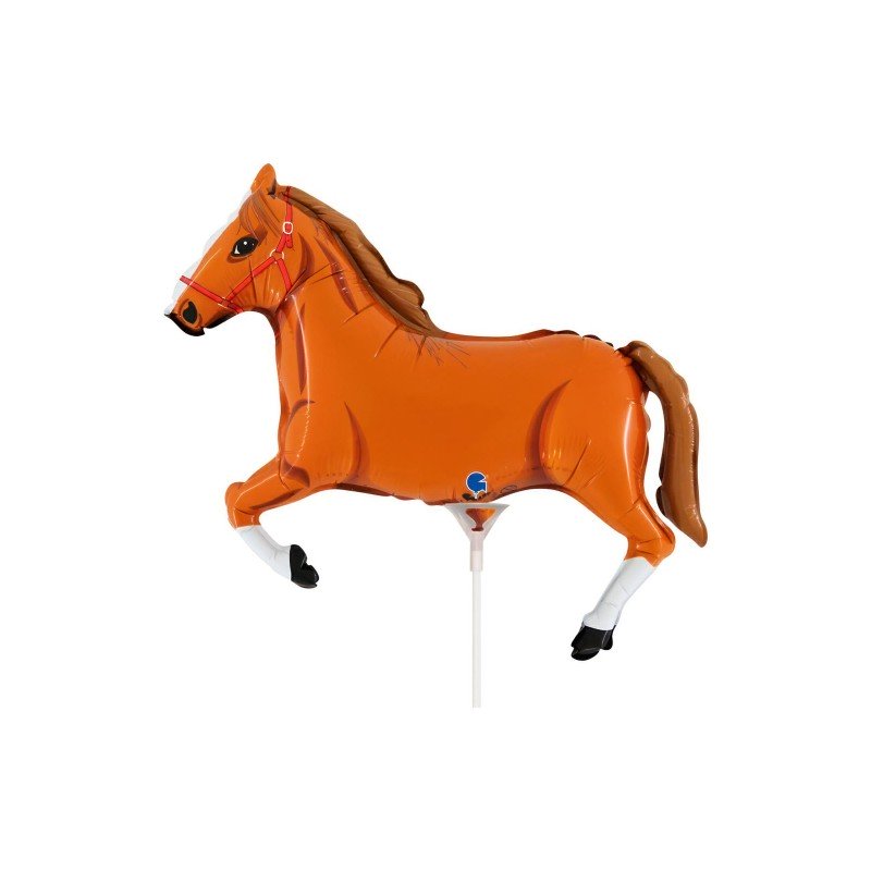 BALLON METALLIQUE CHEVAL MARRON CLAIR 37 CM A COLLER