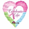 BALLON METALLIQUE COEUR OCTOBRE ROSE CELEBRATE LIFE 43 CM