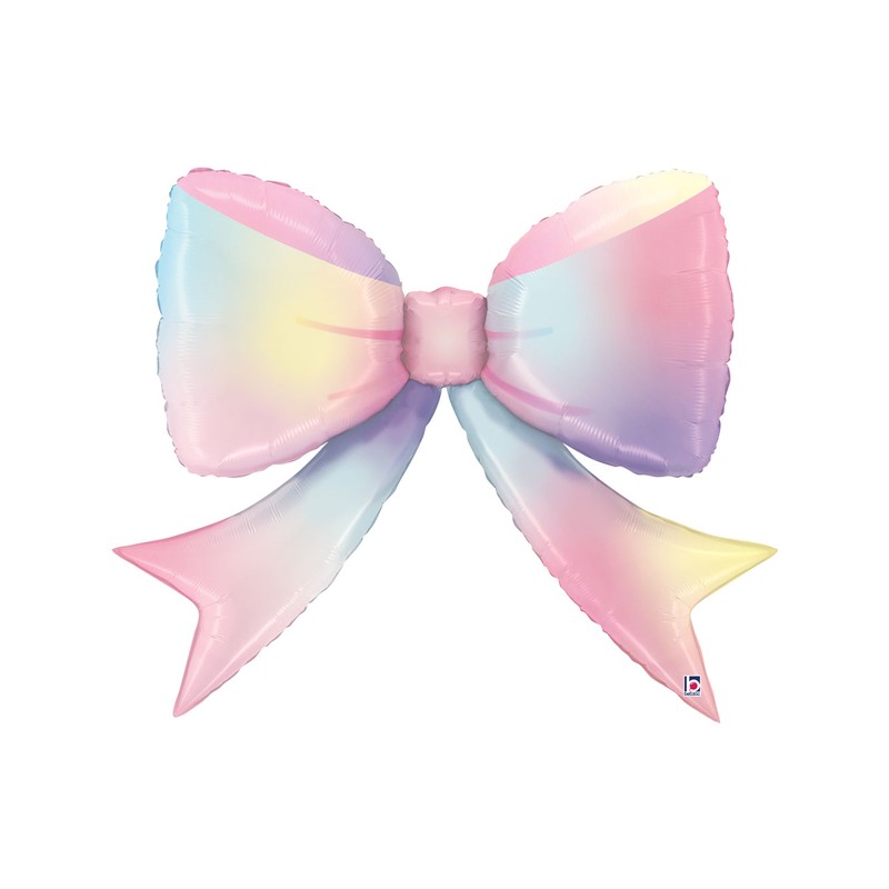 BALLON METALLIQUE PRETTY BOW NOEUD MULTICOLORE PASTEL 104 CM