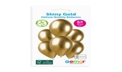 6 BALLONS BIO LATEX COULEUR SHINY OR 088 33 CM 