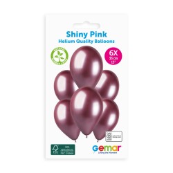 6 BALLONS BIO LATEX COULEUR SHINY ROSE SPACE PINK 091 33 CM 