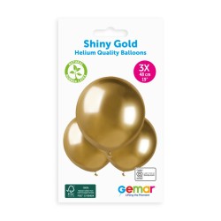 3 BALLONS BIO LATEX COULEUR SHINY OR 088 48 CM 