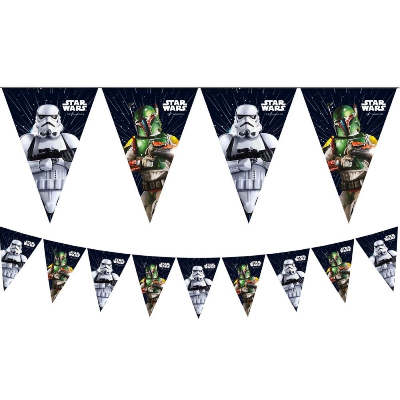 GUIRLANDE FANIONS THEME STAR WARS GALAXY EN PAPIER 2.3 METRES