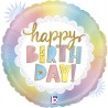 BALLON METALLIQUE ROND HAPPY BIRTHDAY OPAL COULEURS PASTELS 46 CM 