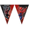 GUIRLANDE FANIONS PAVILLONS SPIDERMAN ROUGE ET NOIR EN PAPIER 230 CM 