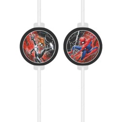 4 PAILLES MEDAILLON SPIDERMAN WORLD OF WEB ROUGE ET NOIR 