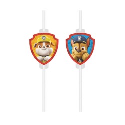 4 PAILLES AVEC MEDAILLON PAT PATROUILLE EN PAPIER