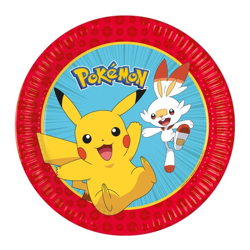 8 ASSIETTES CARTON POKEMON PIKACHU EN COULEURS 23 CM