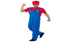 DEGUISEMENT MARIO PLOMBIER ROUGE MANCHES COURTES HOMME TAILLE M