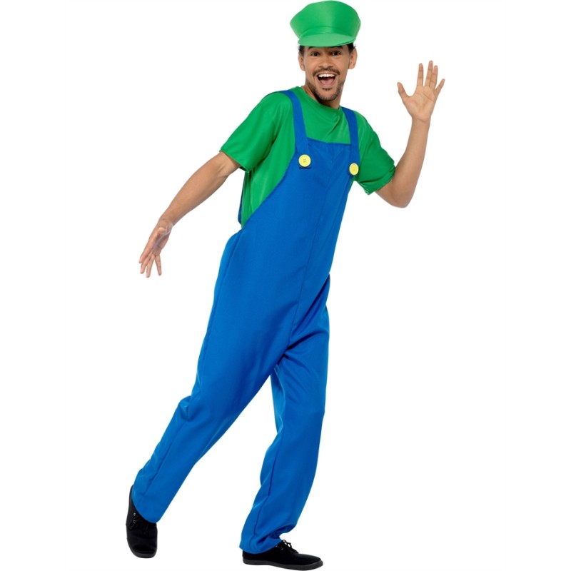 DEGUISEMENT LUIGI PLOMBIER VERT MANCHES COURTES HOMME TAILLE XL