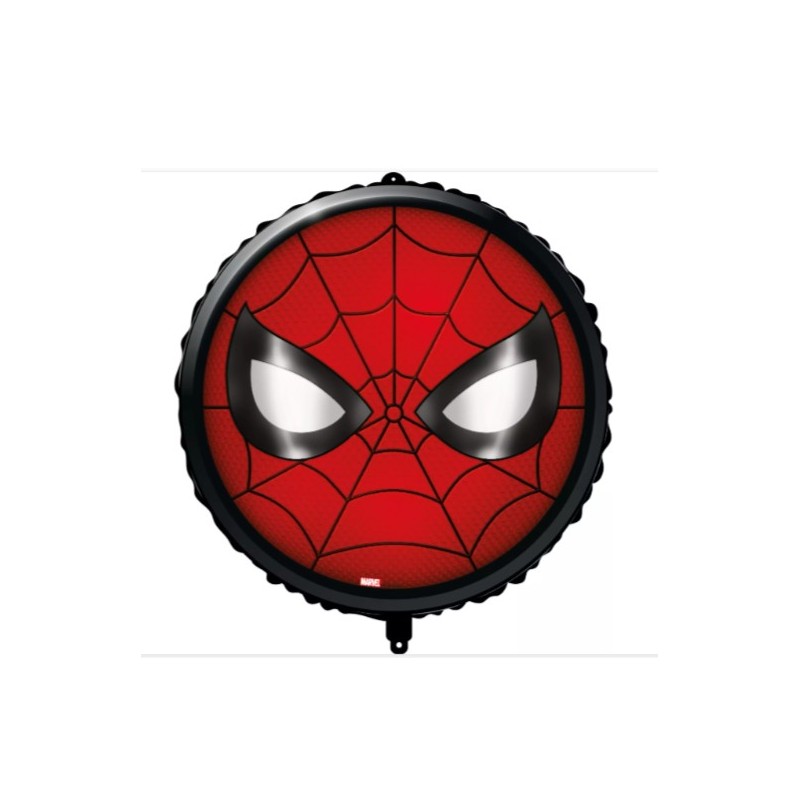 BALLON METALLIQUE ROND FACE SPIDERMAN 46 CM +POIDS SPIDERMAN
