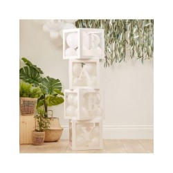 4 BOITES CUBES FENETRES EN CARTON BABY BLANC 30 X 30 CM