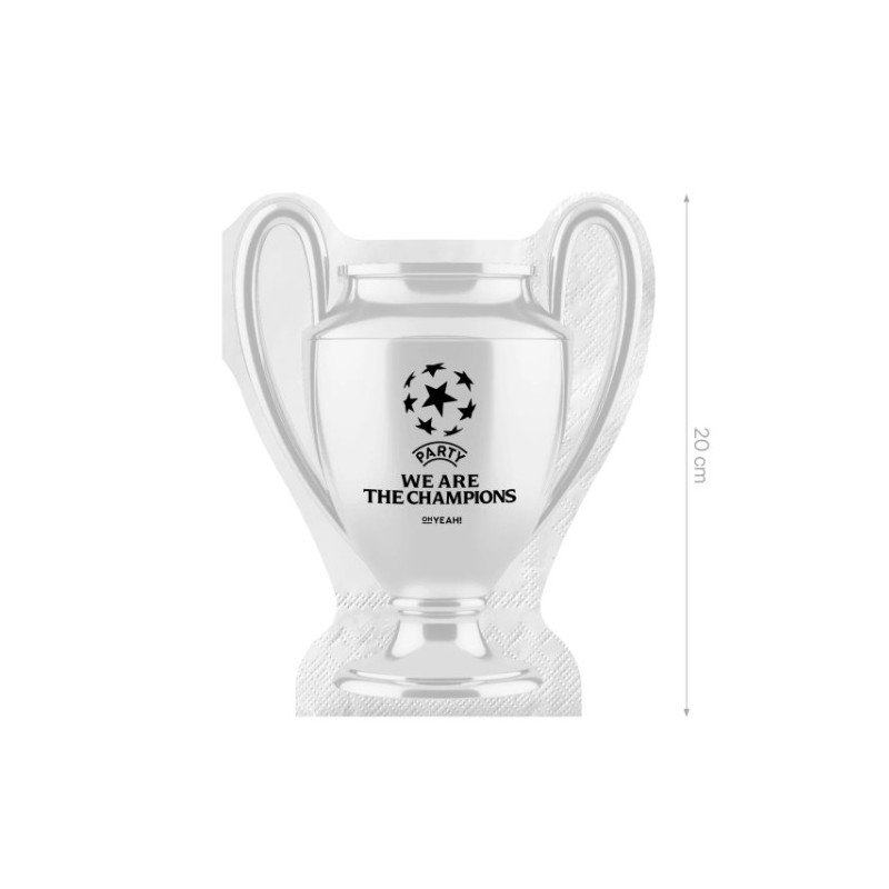 20 SERVIETTES FOOT COUPE ARGENT WE ARE THE CHAMPION 40 X 33 CM 