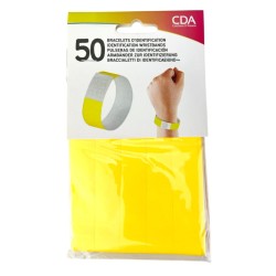 50 BRACELETS JAUNE D'IDENTIFICATION INDECHIRABLE 