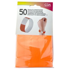 50 BRACELETS ORANGE D'IDENTIFICATION INDECHIRABLE 