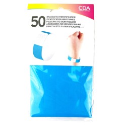 50 BRACELETS BLEU D'IDENTIFICATION INDECHIRABLE 