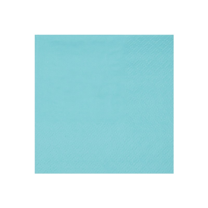 25 SERVIETTES COCKTAIL RAINBOW BLEU CIEL 20 X 21 CM 