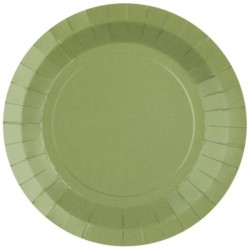 10 ASSIETTES CARTON RONDE VERT OLIVE 18 CM 