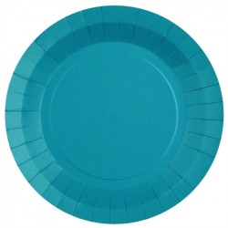 10 ASSIETTES RONDES RAINBOW BLEU AQUA BIODEGRADABLE 22.5 CM