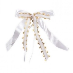 12 NOEUDS EN RUBAN BLANC ET OR 25 CM X 13 CM 