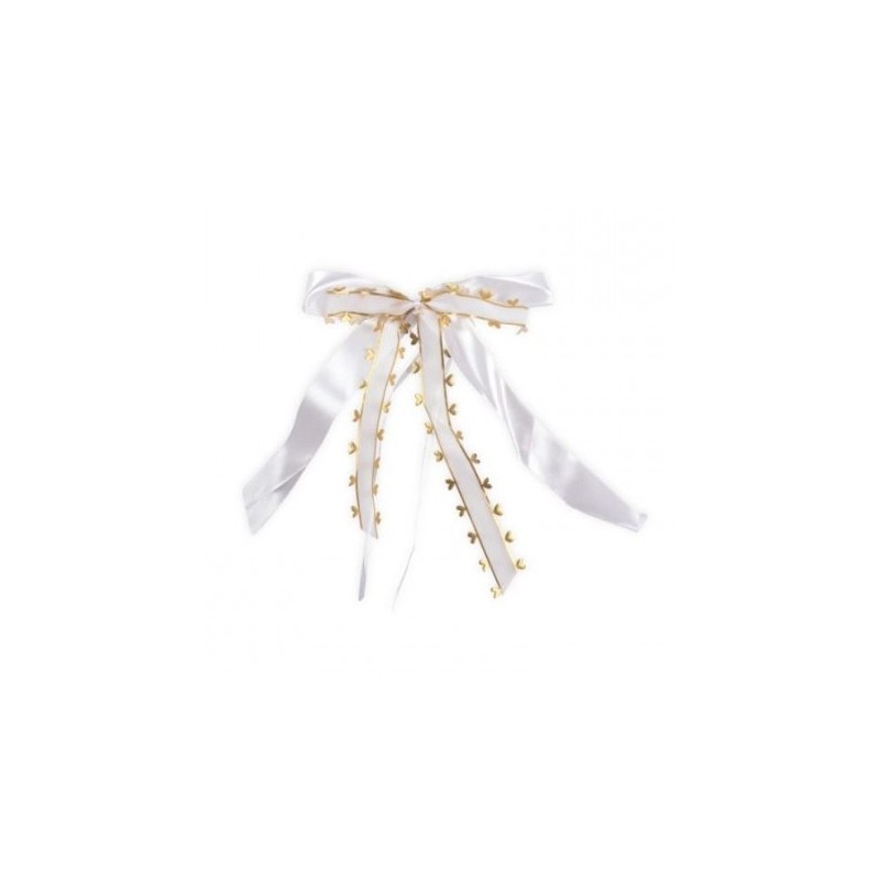 12 NOEUDS EN RUBAN BLANC ET OR 25 CM X 13 CM 