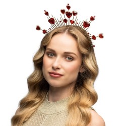 SERRE-TETE DORE HALO AVEC COEUR ROUGE 