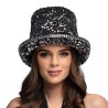 CHAPEAU HAUT DE FORME SEQUIN ARGENT DESERT PARTY