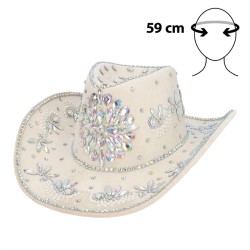 CHAPEAU COW BOY WESTERN FESTIVAL CRYSTAL BEIGE