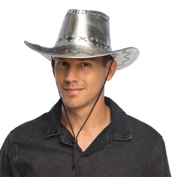 CHAPEAU COW BOY WESTERN SAVANE ARGENT