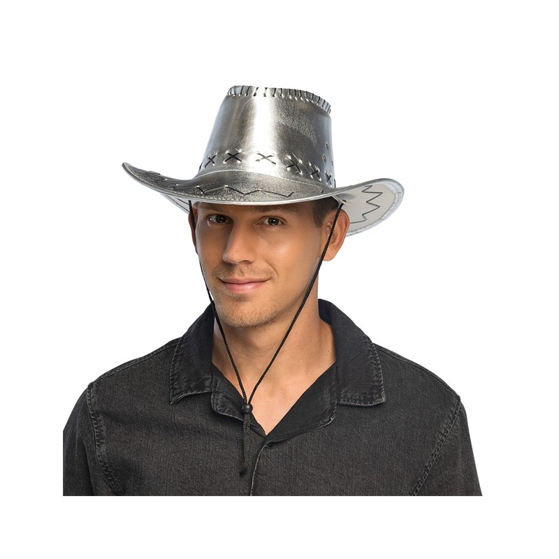 CHAPEAU COW BOY WESTERN SAVANE ARGENT