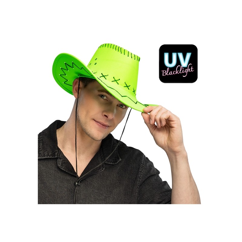 CHAPEAU COW BOY WESTERN SAVANE VERT FLUO